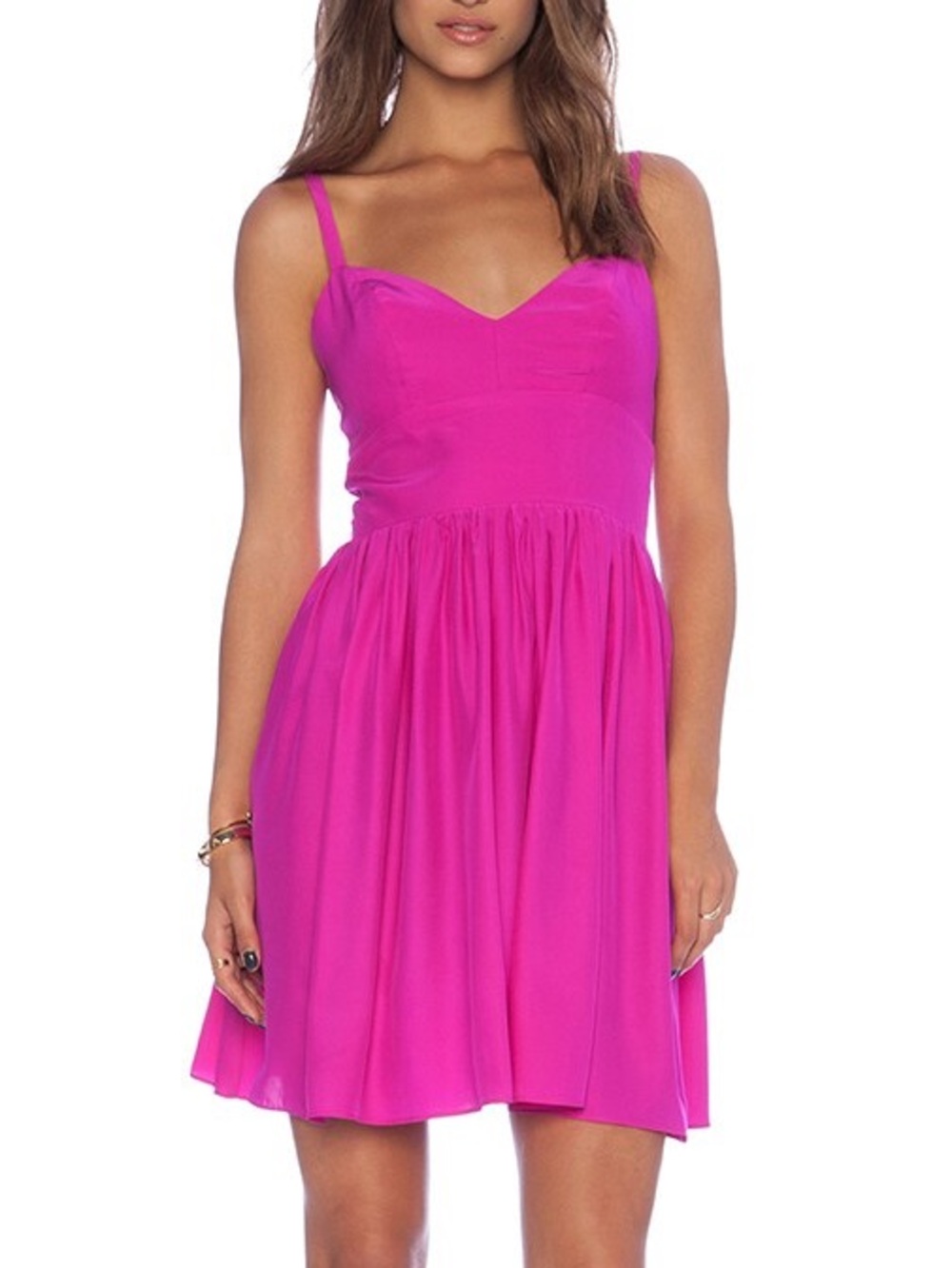 Amanda Uprichard Brunch Dress Hot Pink Silk Mini Dress Size S